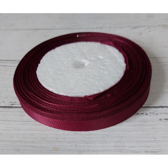 Лента репсовая однотонная 1 см*20 ярдов, цв. винный, цена за катушку